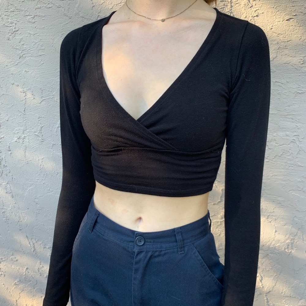 BRANDY MELVILLE black cross long sleeve top
